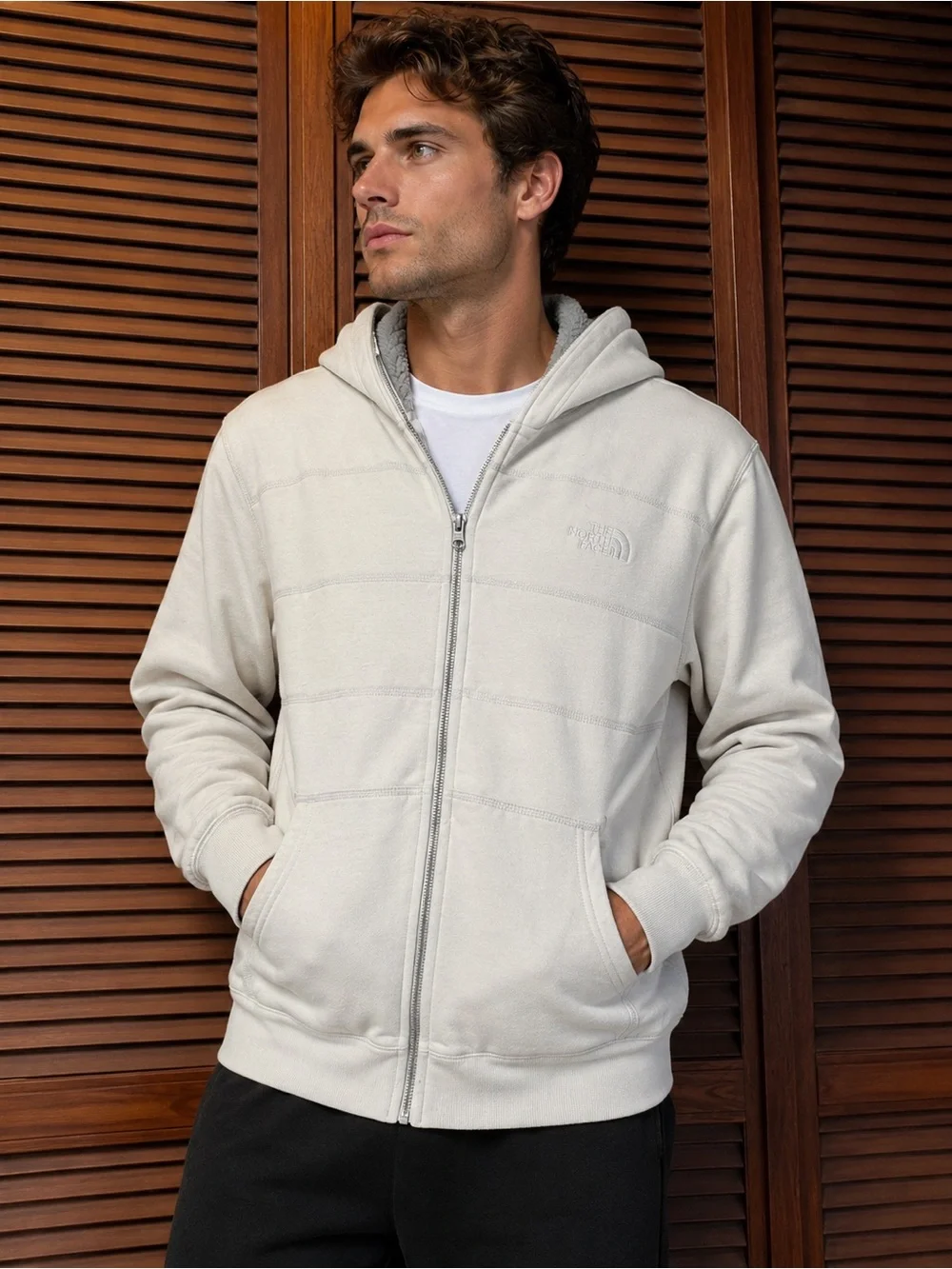 The North Face Men’s XL Sherpa Lined Full Zip Hoodie Cream